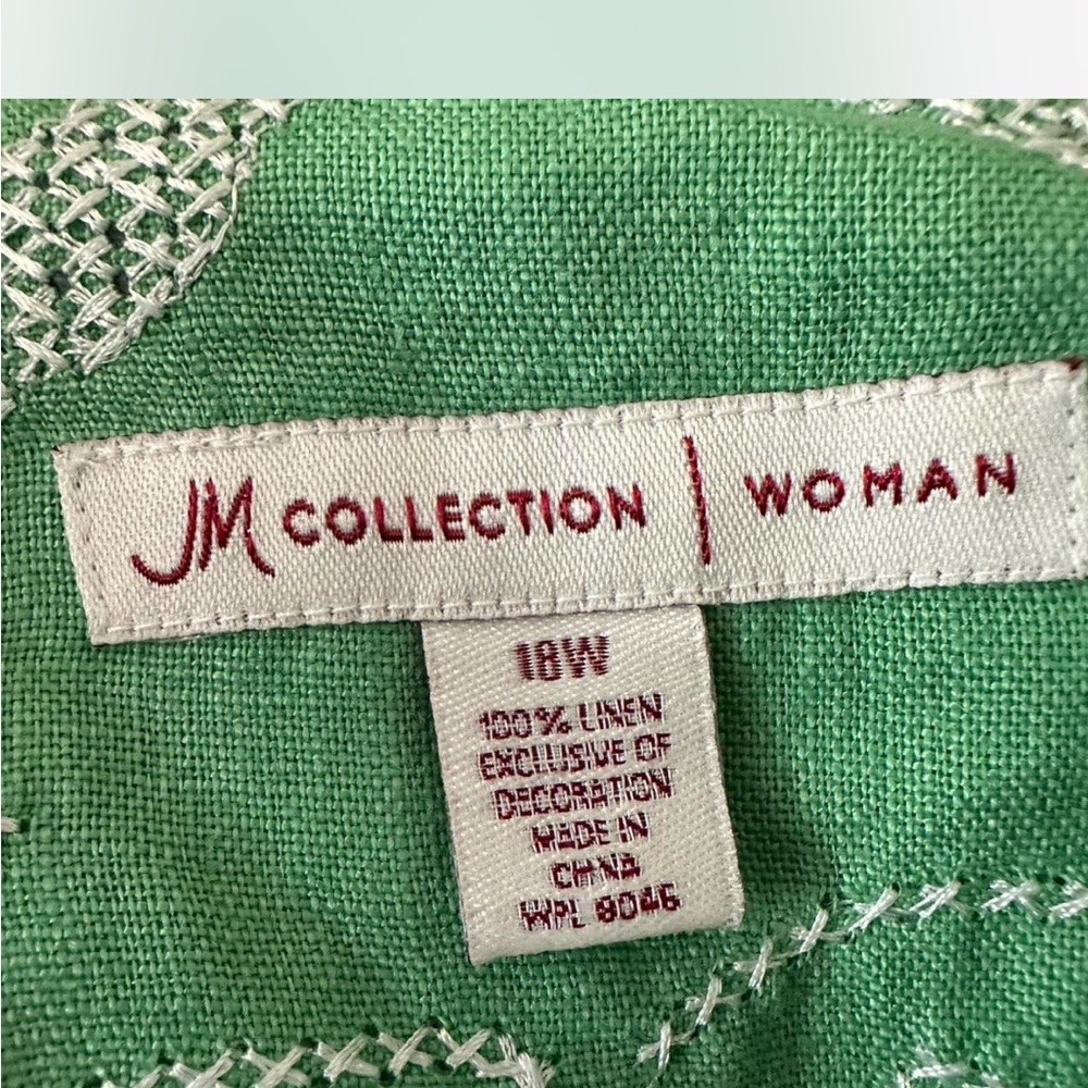 JM Collection Mint Green Linen Jacket - Picture 2 of 8